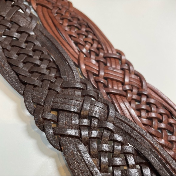 Southwestern Boho Leather Woven Belt Size Small - Picture 7 of 12